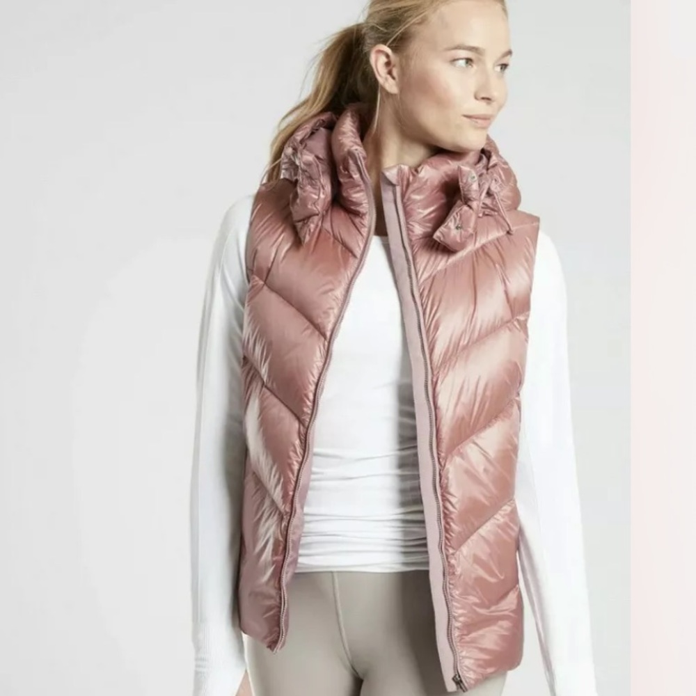 Athleta down puffer vest, dusty rose, xxs